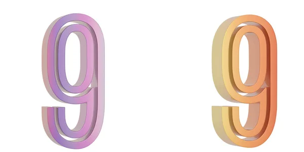 Colorful metallic 3D number Isolated on white background. 3d ill — Stock Photo, Image