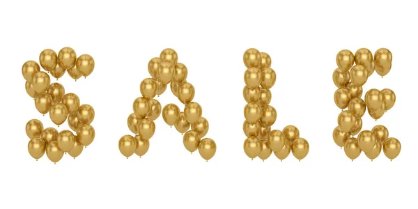 Balony wyprzedaży złota Izolowane na białym tle. Ilustracja 3d — Zdjęcie stockowe