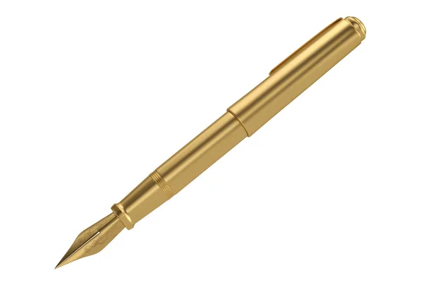 Ein goldener Stift auf weißem Hintergrund. 3D-Illustration — Stockfoto