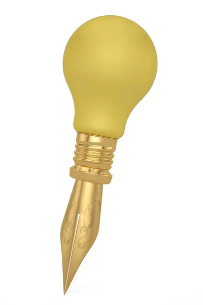 Glühbirne mit Stift isoliert auf weißem Hintergrund. 3D-Illustrationen — Stockfoto