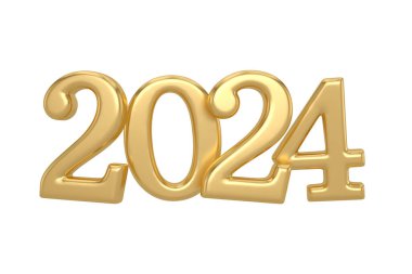 Mutlu yıllar altın metalik rakamlar. Bayram posteri ya da afiş tasarımı. 3B illüstrasyon.