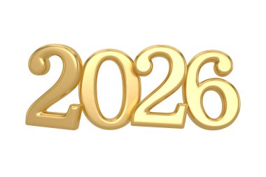 Mutlu yıllar altın metalik rakamlar. Bayram posteri ya da afiş tasarımı. 3B illüstrasyon.