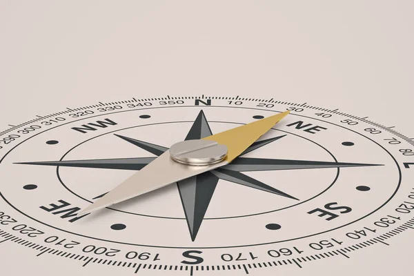 Ein Kompass Auf Metallischem Hintergrund Illustration — Stockfoto