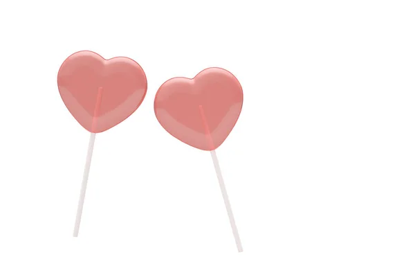 Red Heart Lollipop Isolated White Background Illustration — Stock Photo, Image