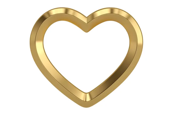 Moldura Coração Ouro Isolado Fundo Branco Ilustração — Fotografia de Stock