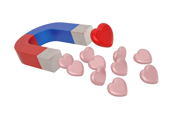 Stor Magnet Med Hjärtat Isolerat Guld Bakgrund Illustration — Stockfoto