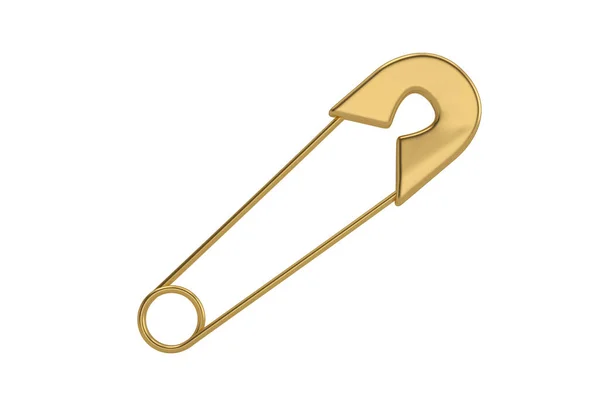 Gold Safety Pin Isolerad Vit Bakgrund Illustration — Stockfoto