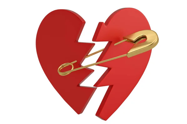 Gold Safety Pin Hart Zwarte Achtergrond Illustratie — Stockfoto