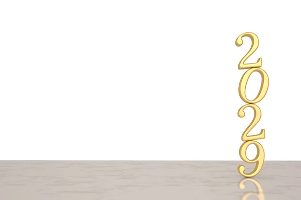 幸せな新年の黄金の金属番号 お祭りのポスターやバナーデザイン 3Dイラスト — ストック写真