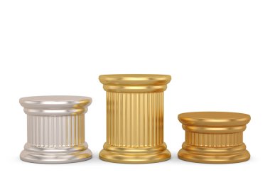 Beyaz arka planda izole edilmiş kazanan podyum. 3B illüstrasyon.