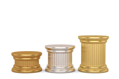 Beyaz arka planda izole edilmiş kazanan podyum. 3B illüstrasyon.