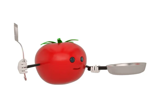 Cartoon Tomate Isoliert Auf Weißem Hintergrund Illustration — Stockfoto