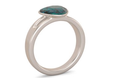 Safir yüzük beyaz arkaplanda izole edildi. Üç boyutlu illüstrasyon. 3B görüntüleme.