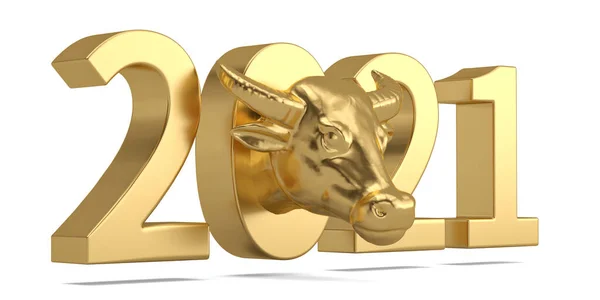 2021 Oxen Symbol Isolerad Vit Bakgrund Render Illustration — Stockfoto