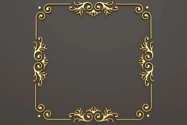 Gold Frame Black Background Render Illustration — Stock Photo, Image
