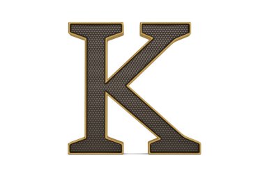 Altın çerçeveli lüks alfabe, beyaz arka planda izole edilmiş, 3 boyutlu. 3B illüstrasyon.