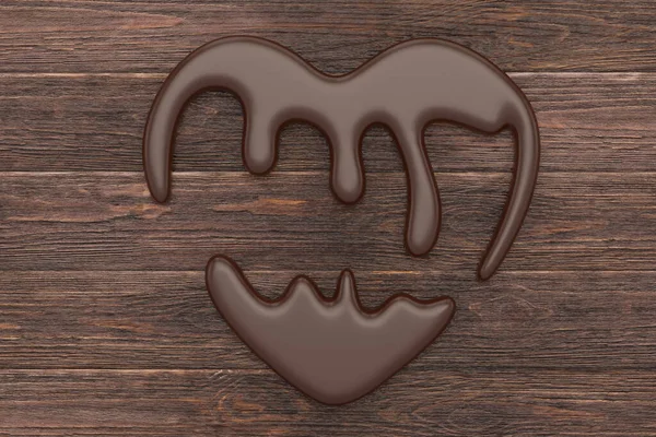 Chocolate Heart Isolated Wood Board Render Illustration — Stock Photo, Image