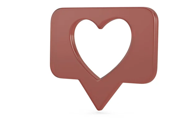 Perspective Social Media Notification Love Heart Icon Isolated White Background — Stock Photo, Image
