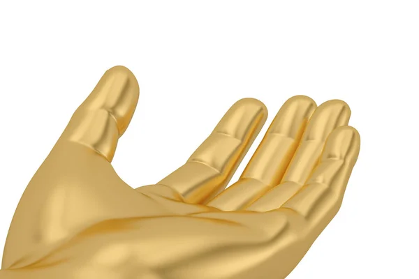 Guld Hand Isolerad Vit Bakgrund Render Illustration — Stockfoto