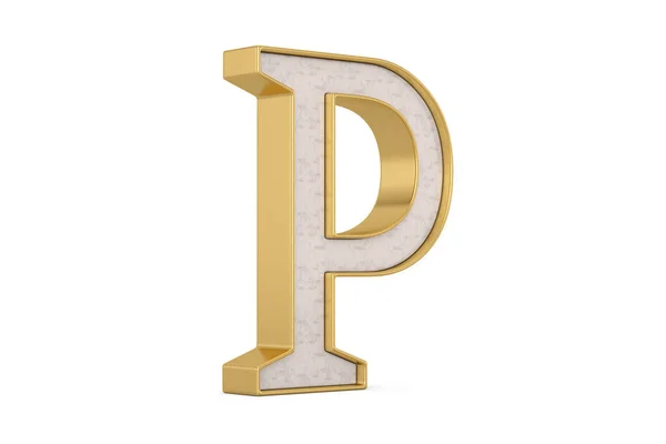 Alfabeto Luxo Moldura Ouro Isolado Fundo Branco Renderização Ilustração — Fotografia de Stock