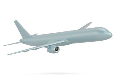 Beyaz Arkaplanda izole edilmiş bir uçak, 3 boyutlu görüntüleme. 3B illüstrasyon.