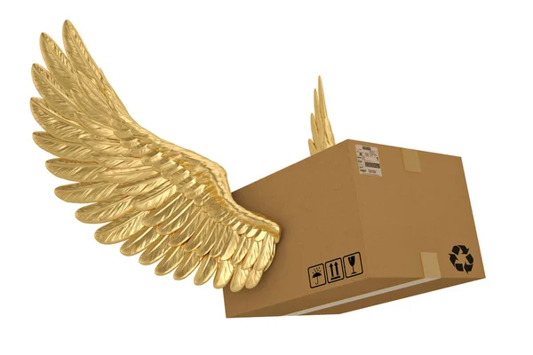 Gold Wings Carton Isolated White Background Render Illustration — Stock Photo, Image
