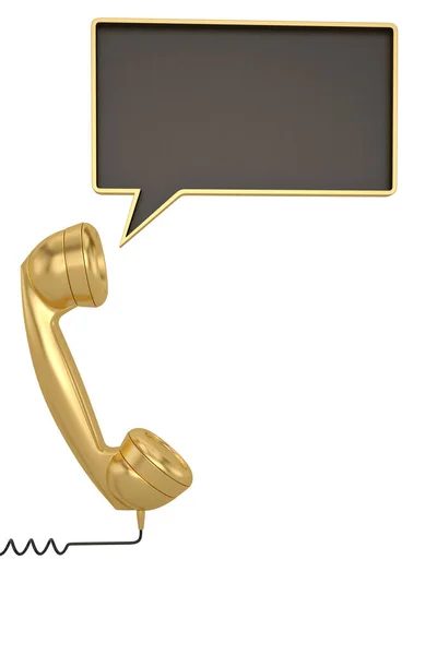 Beyaz Arkaplanda Izole Edilmiş Boyutlu Altın Renkli Bir Telefon Ahizesi — Stok fotoğraf