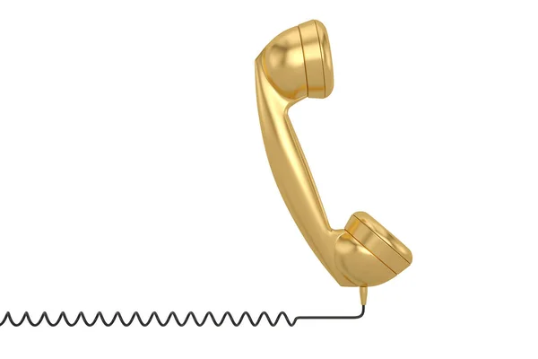Beyaz Arkaplanda Izole Edilmiş Boyutlu Altın Renkli Bir Telefon Ahizesi — Stok fotoğraf