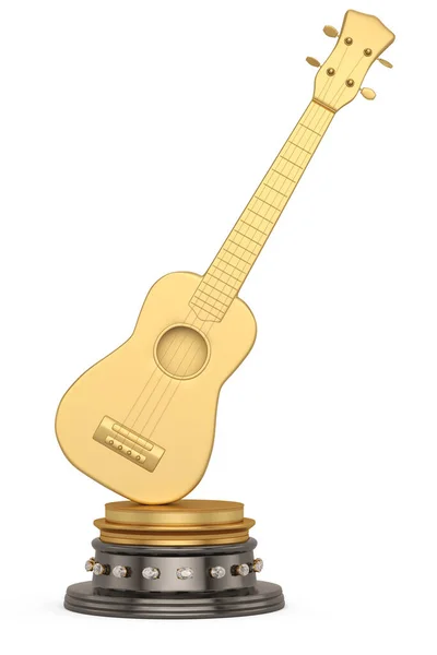 Gold Guitar Isolated White Background Render Illustration — Stock Photo, Image