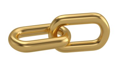 Altın zincir, beyaz arka planda izole edilmiş, 3 boyutlu. 3B illüstrasyon.