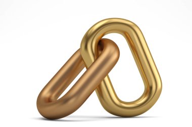 Altın zincir, beyaz arka planda izole edilmiş, 3 boyutlu. 3B illüstrasyon.