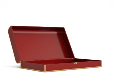 Beyaz Arkaplanda izole edilmiş lüks plastik kaplama kutusu, 3 boyutlu görüntüleme. 3B illüstrasyon.