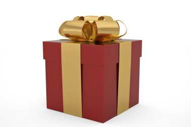 Beyaz arka planda izole edilmiş lüks hediye kutusu, 3 boyutlu. 3B illüstrasyon.