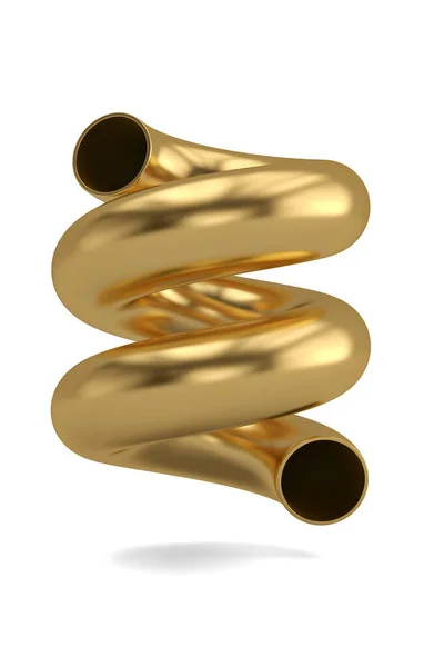 Gold Spin Tube Isolerad Vit Bakgrund Render Illustration — Stockfoto