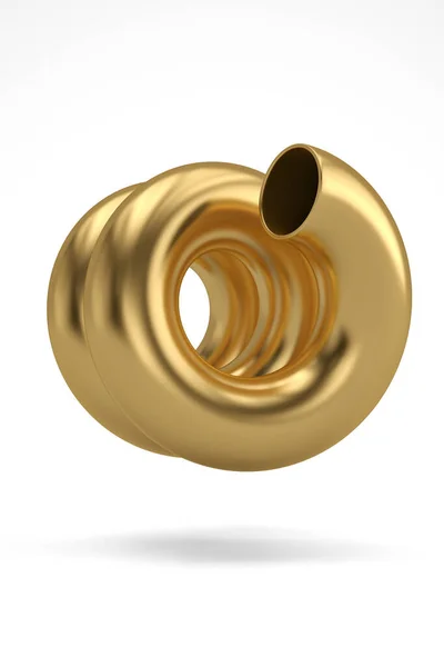 Gold Spin Tube Isolerad Vit Bakgrund Render Illustration — Stockfoto