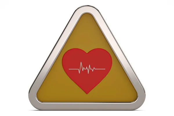 Triángulo Con Icono Latidos Del Corazón Aislado Sobre Fondo Blanco —  Fotos de Stock