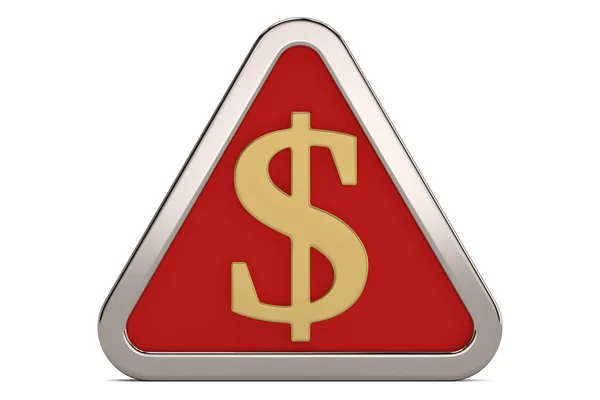 Trojúhelník Zlatým Symbolem Měny Izolovaný Bílém Pozadí Vykreslení Ilustrace — Stock fotografie