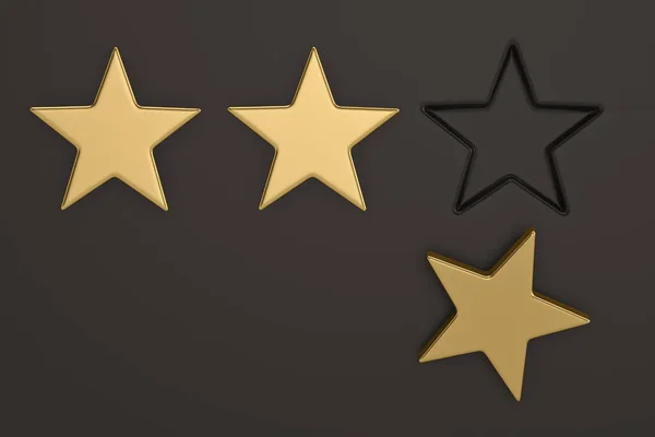 Três Estrelas Cobrindo Parede Renderização Ilustração — Fotografia de Stock