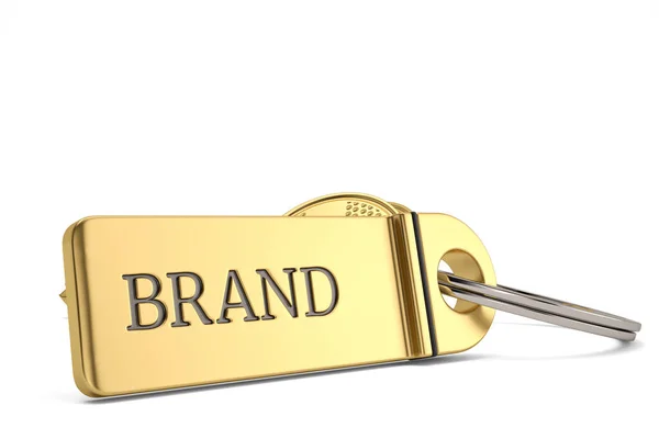 Gold Brand Keychain Isolated White Background 렌더링 — 스톡 사진