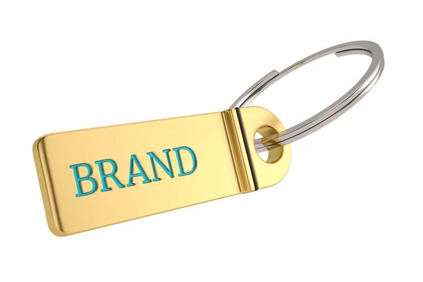 Gold Brand Keychain Isolated White Background Render Illustration — Stock Photo, Image