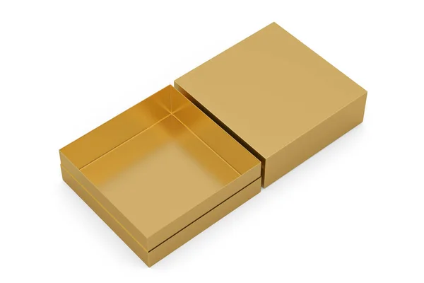 Luksusowe Złote Pudełko Izolowane Białym Tle Renderowanie Ilustracja — Zdjęcie stockowe