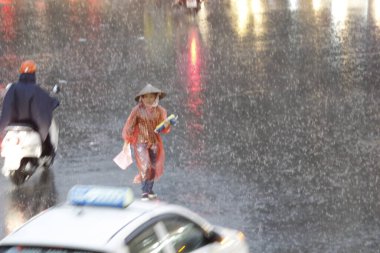 HANOI, VIETNAM - 21 Ağustos 2020 'de Hanoi, Vietnam' da sabah erken saatlerde satıcı için küçük bir pazar. Vietnam çiçekçisi satıcısı. içinde