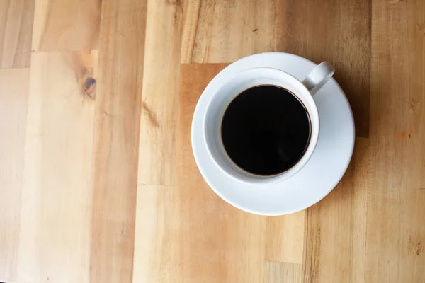 Tasse Café Sur Table Bois Vue Sur Dessus — Photo