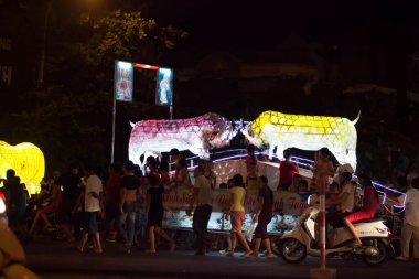Tuyen Quang, Vietnam 29 Eylül 2017: Tuyen Quang ilinde yerel halk için sonbahar ortası festivalleri.
