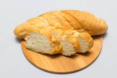 ekmek ve ekmek dilimi, tasarım için ahşap arkaplan