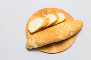 ekmek ve ekmek dilimi, tasarım için ahşap arkaplan