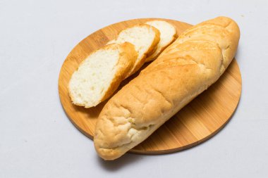 ekmek ve ekmek dilimi, tasarım için ahşap arkaplan