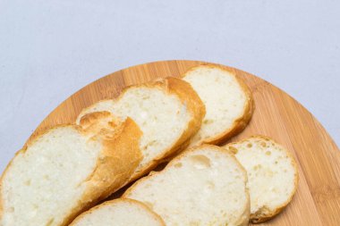 ekmek ve ekmek dilimi, tasarım için ahşap arkaplan