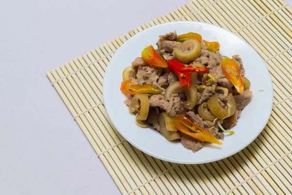 Carne Frita Con Chile Tubérculos Cocina Vietnam —  Fotos de Stock