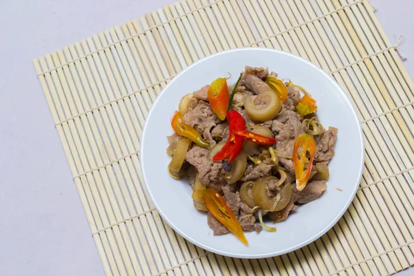 Carne Frita Con Chile Tubérculos Cocina Vietnam —  Fotos de Stock